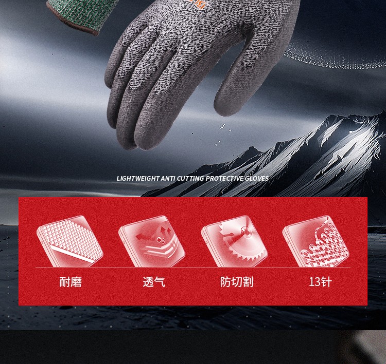 賽立特N10658-10PU涂層3級(jí)防割手套圖片2