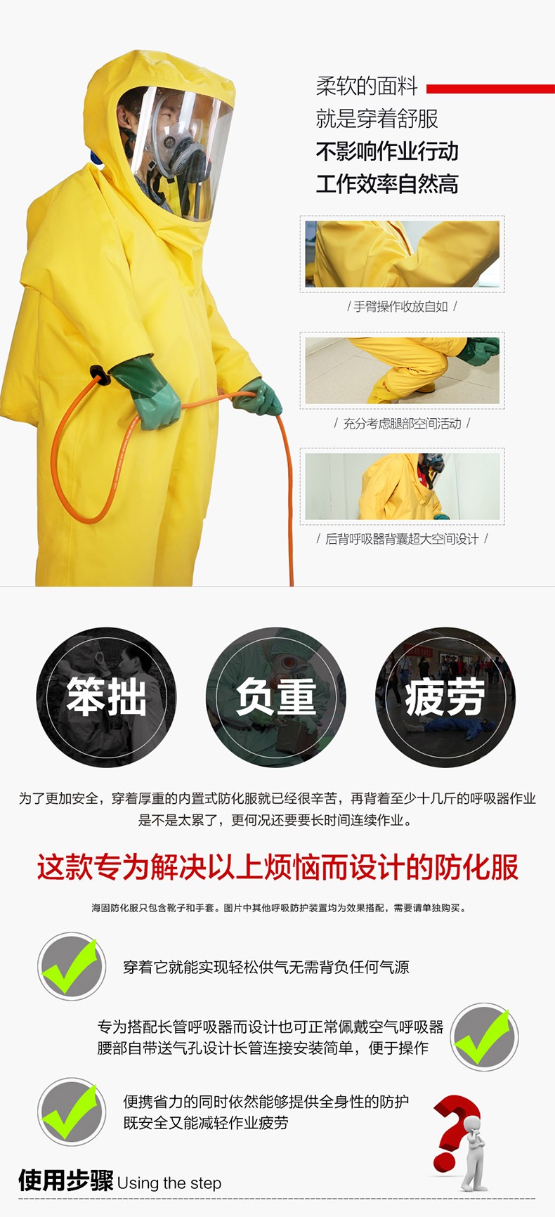海固定制款！內(nèi)置外接 內(nèi)置插孔防化服圖片2