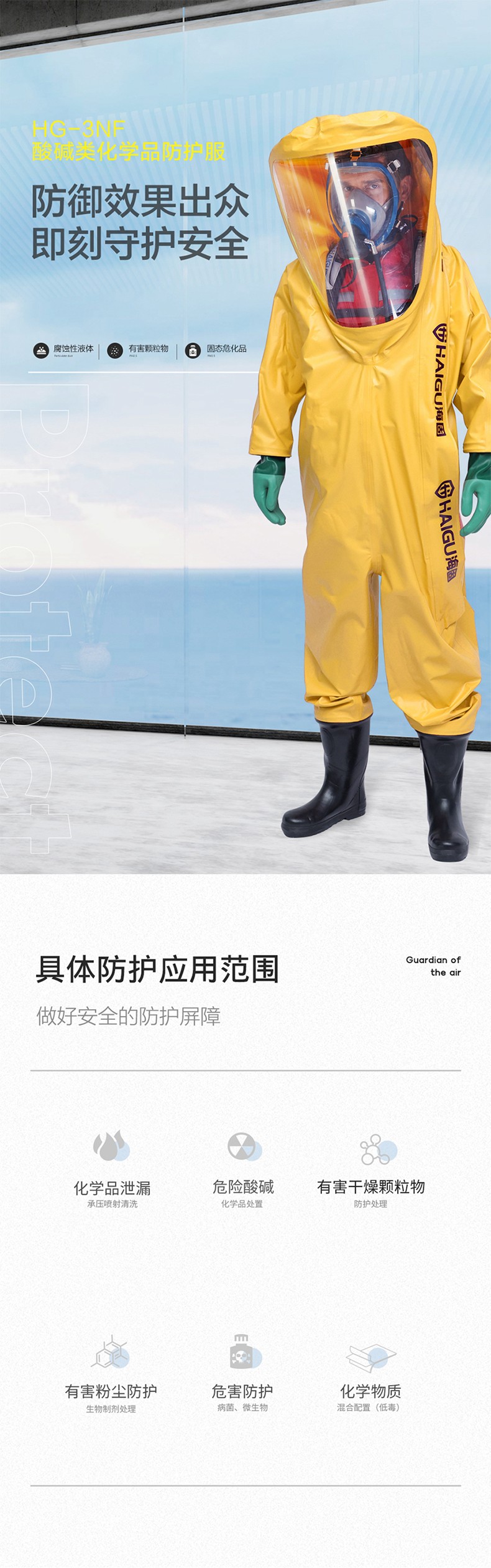 海固HG-3NF全封閉重型防化服 內(nèi)置三級(jí)防化服 （不含空氣呼吸器）圖片1