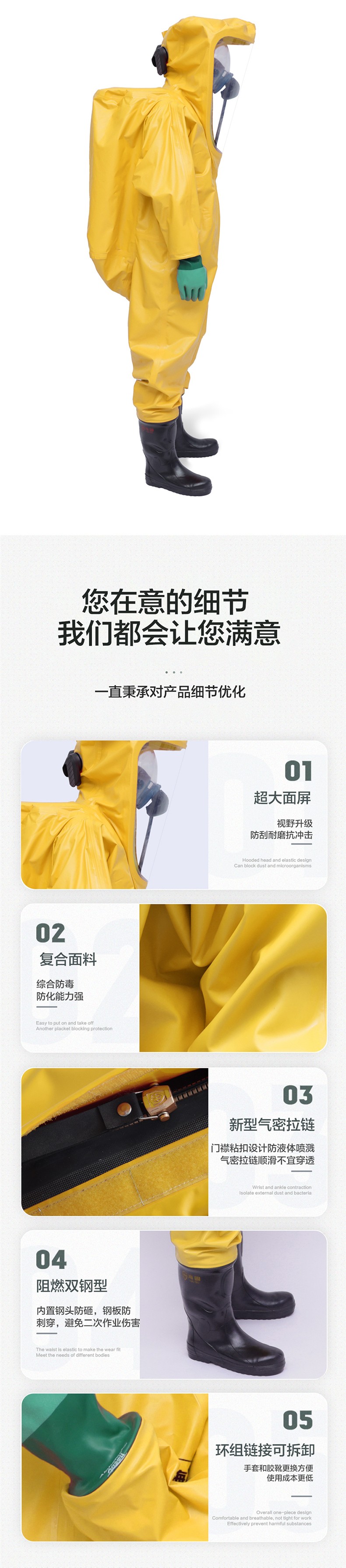 海固HG-3NF全封閉重型防化服 內(nèi)置三級(jí)防化服 （不含空氣呼吸器）圖片5