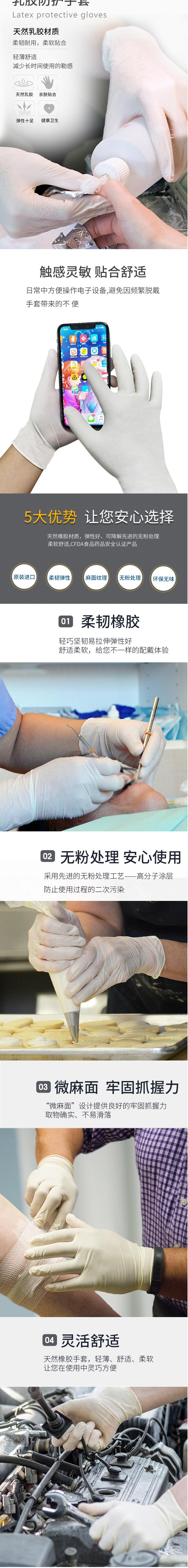 愛馬斯TLFCVMD48100一次性乳膠醫(yī)用手套圖片