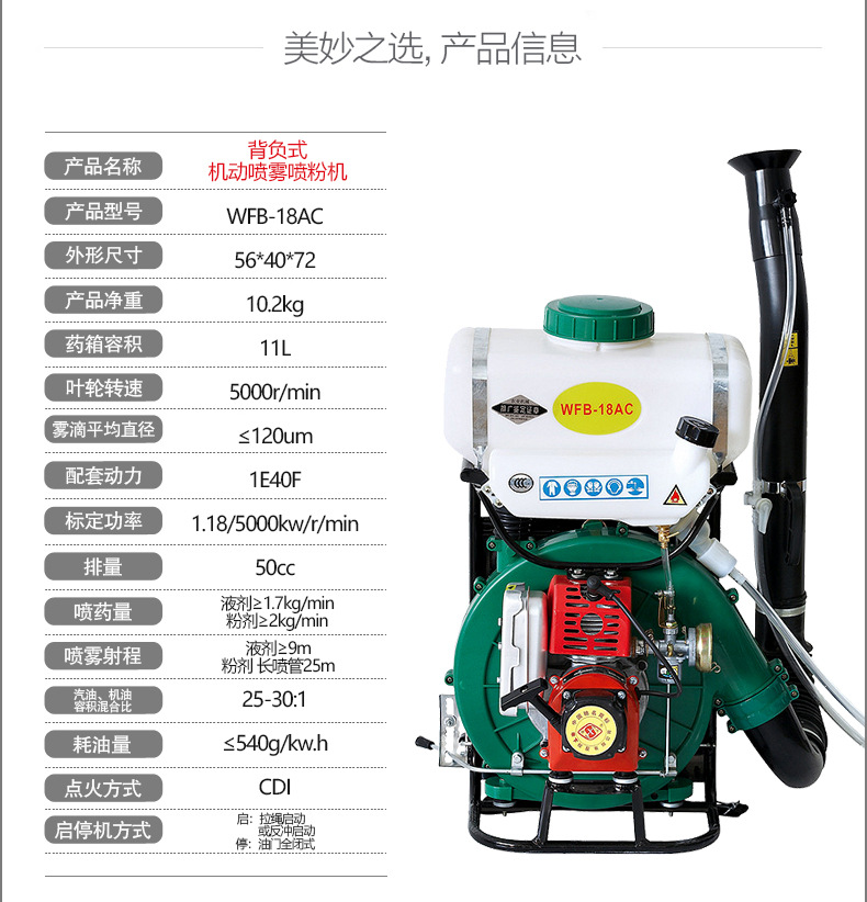 市下WFB-18AC 11L背負(fù)式動(dòng)力噴霧機(jī)圖片3