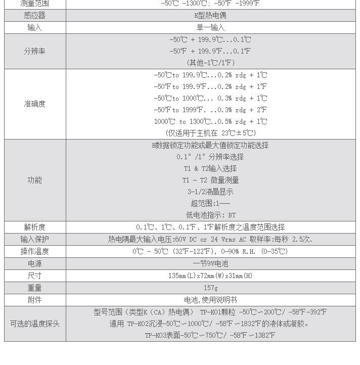 泰仕TES TES-1310數(shù)字式溫度表圖片1