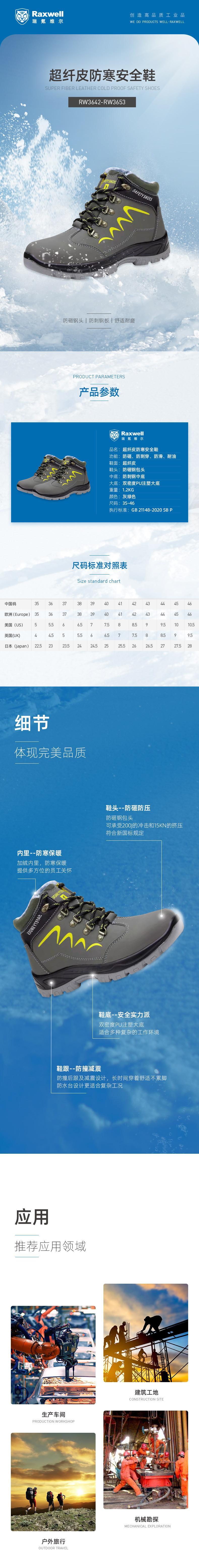 瑞氪維爾RW3643防砸防滑耐油防刺穿安全鞋圖片