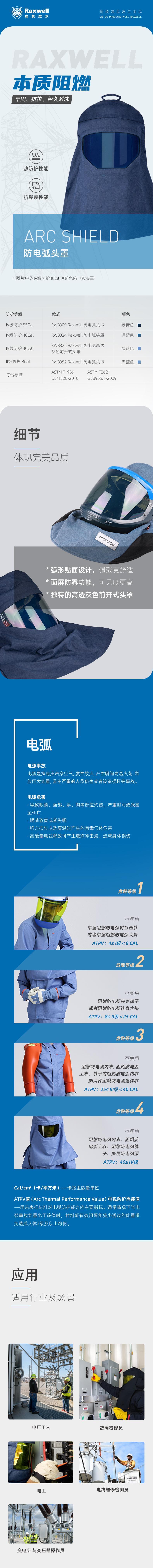 瑞氪維爾RW8324深藍色防電弧頭罩圖片