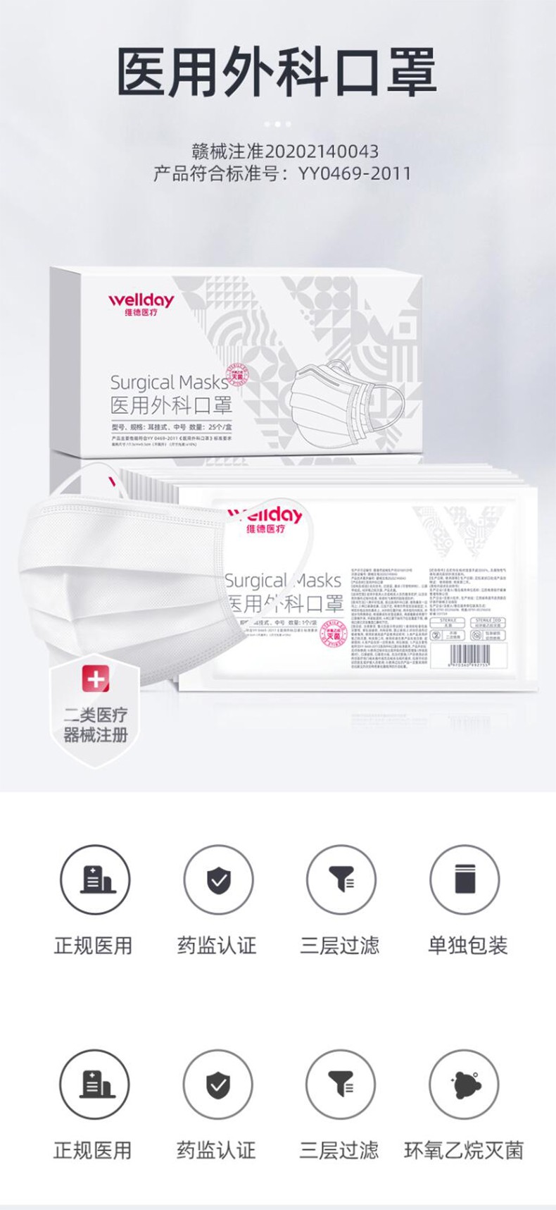 維德醫(yī)療滅菌醫(yī)用外科口罩圖片1
