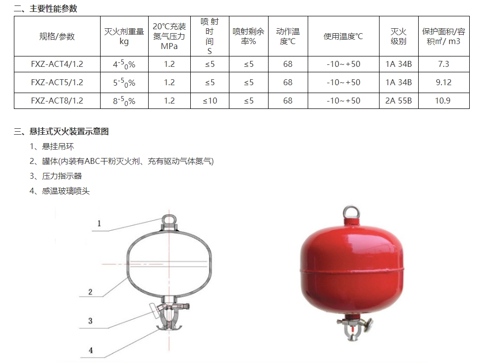 淮海FXZ-ACT8/1.2懸掛式超細干粉滅火裝置圖片
