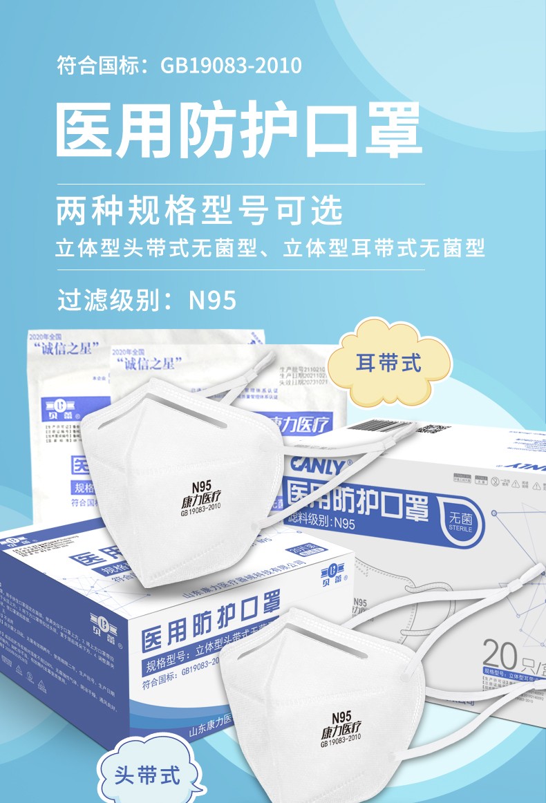 康力醫(yī)療貝蕾醫(yī)用防護(hù)口罩圖片1