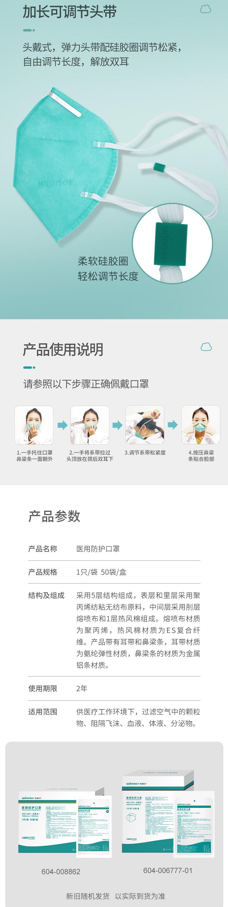 穩(wěn)健604-008862頭戴式N95醫(yī)用防護(hù)口罩圖片2
