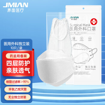 界面醫(yī)療柳葉形魚(yú)嘴白色醫(yī)用外科口罩圖片1