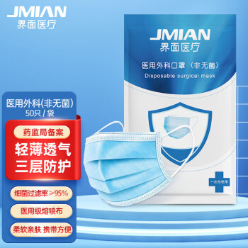 界面非滅菌級(jí)成人一次性醫(yī)用外科口罩圖片1