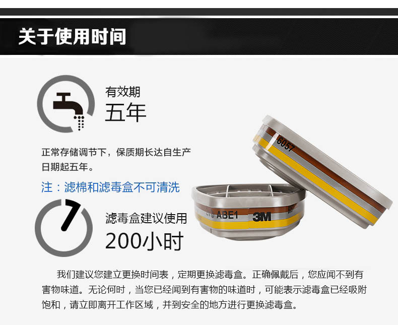 3M6057防護有機/無機/酸性氣體濾毒盒