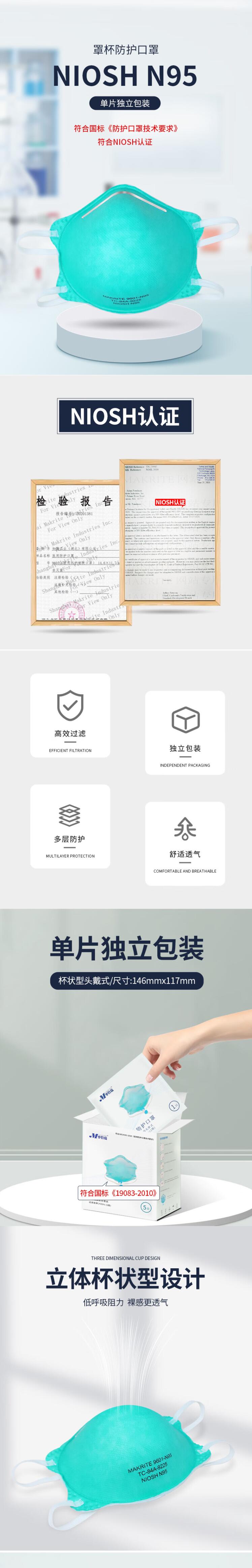 麥特瑞9601-N95杯狀頭戴式醫(yī)用防護(hù)口罩圖片1
