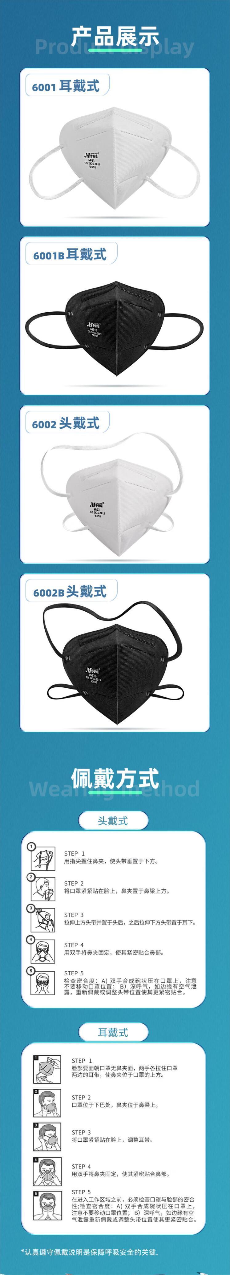 麥特瑞6002 KN95白色頭戴式防塵口罩圖片5