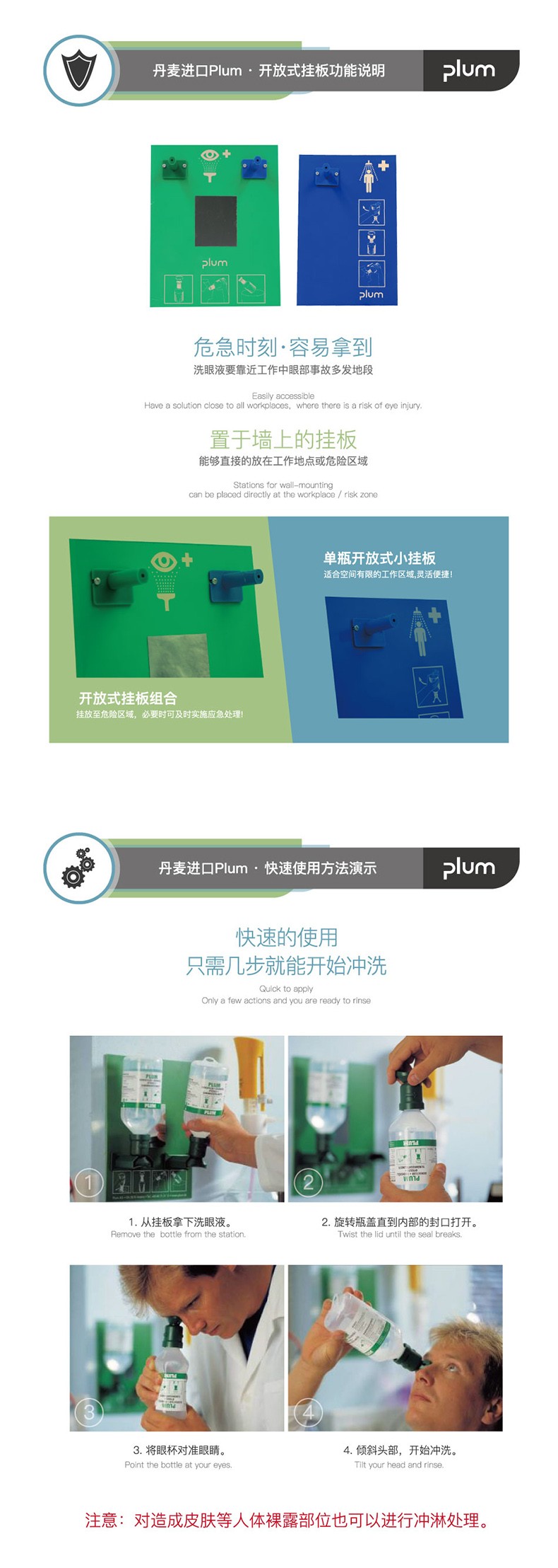 丹麥Plum4611雙瓶掛板洗眼液500ml*2圖片3