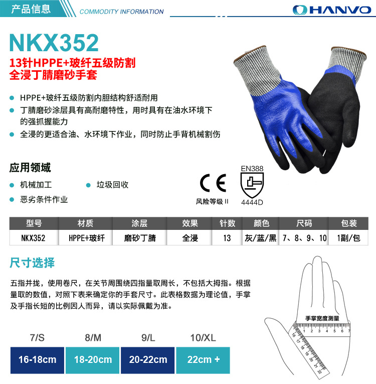 恒輝NKX352防水耐油3級(jí)防割手套圖片2
