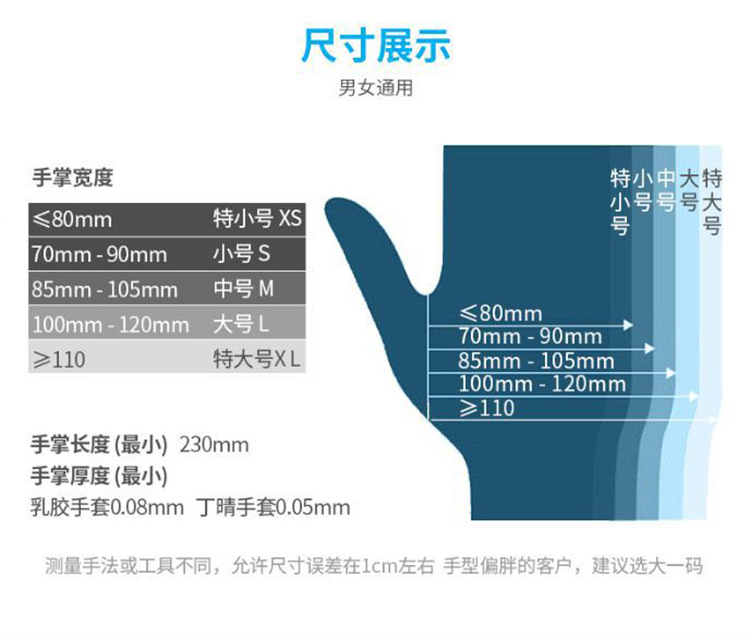 施?？礔850一次性無粉非滅菌橡膠檢查手套圖片3