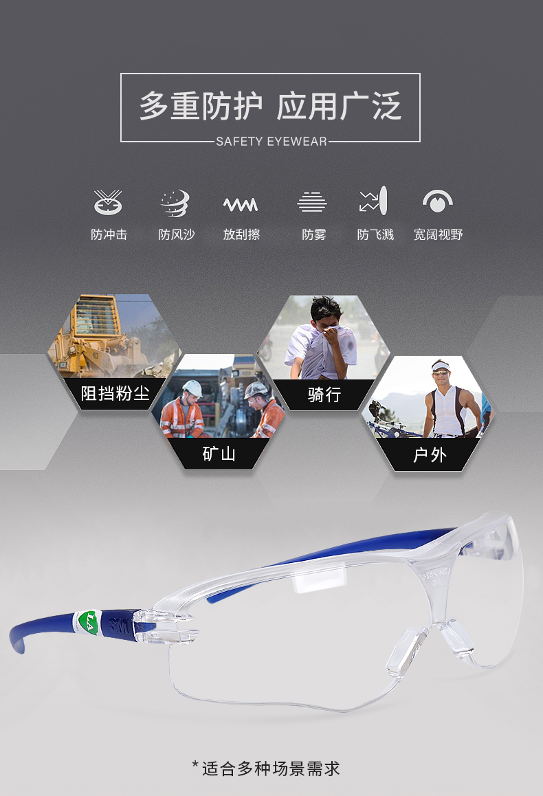 3M10434中國款流線型防護(hù)眼鏡3