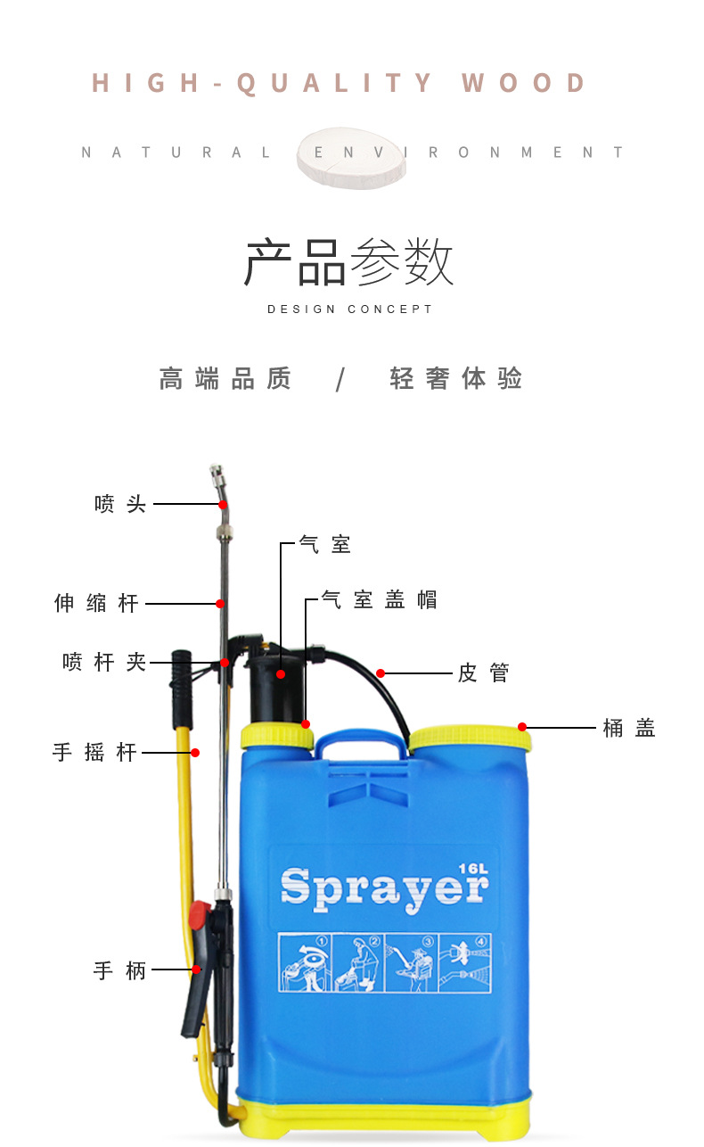 背負式手動噴霧器16L打農(nóng)藥消毒霧化噴霧器5