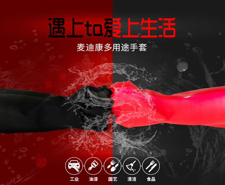 麥迪康1150C耐酸堿防滑加厚乳膠手套中號(hào)圖片1