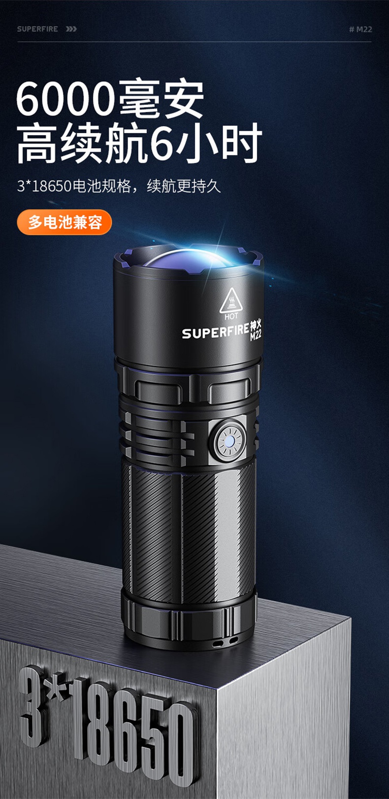 神火M22前后雙燈照明伸縮變焦手電筒8.jpg