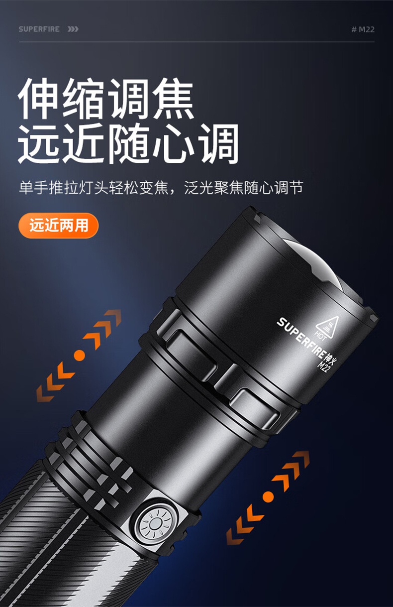 神火M22前后雙燈照明伸縮變焦手電筒9.jpg