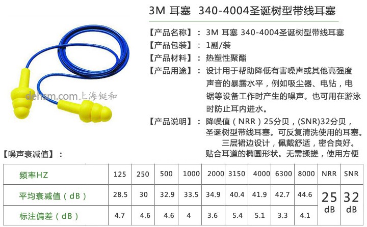 3M340-4004圣誕樹型帶線耳塞產(chǎn)品性能及特點