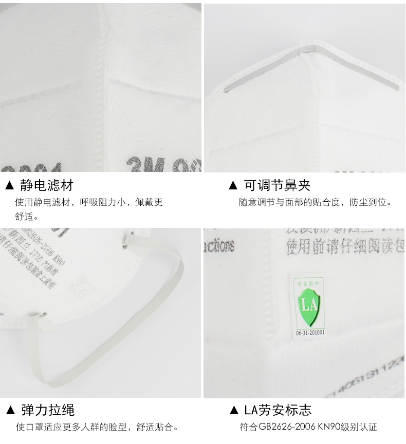 3m9001口罩可調(diào)拉繩設(shè)計(jì)，佩戴舒適