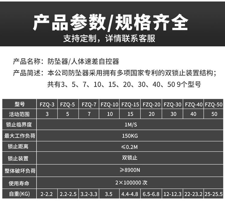 國(guó)標(biāo)高空速差防墜器產(chǎn)品說(shuō)明