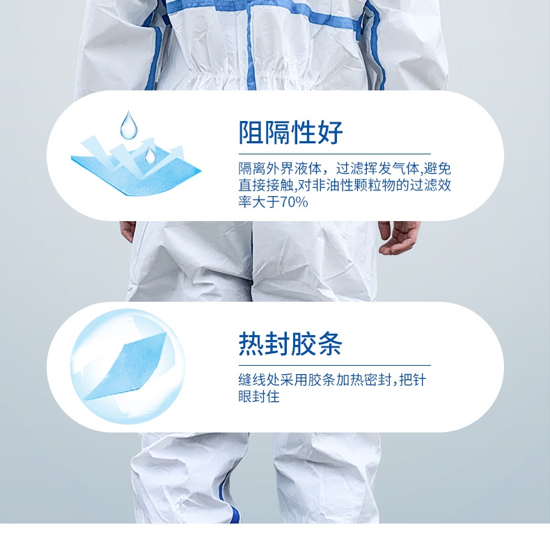 振德一次性醫(yī)用防護服阻隔性好