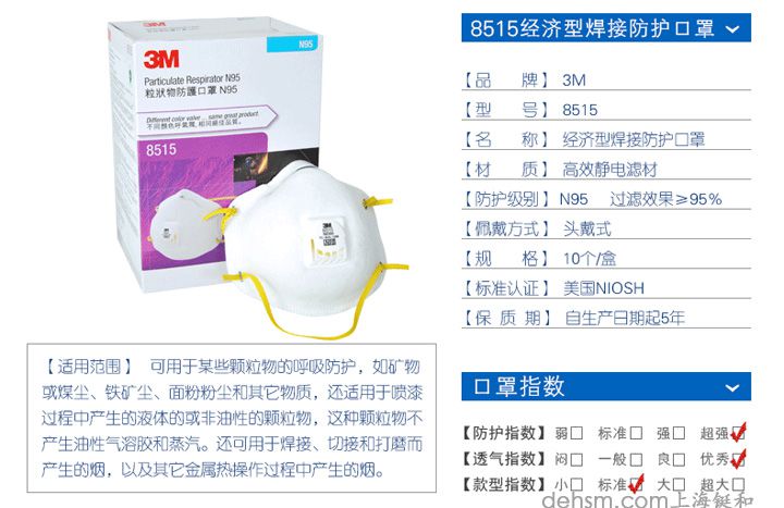 3M8515N95焊接防護(hù)口罩簡(jiǎn)介